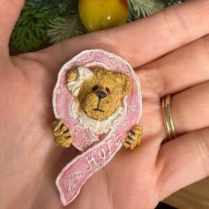 Boyd Bear Hope Brooch with Pink Ribbon